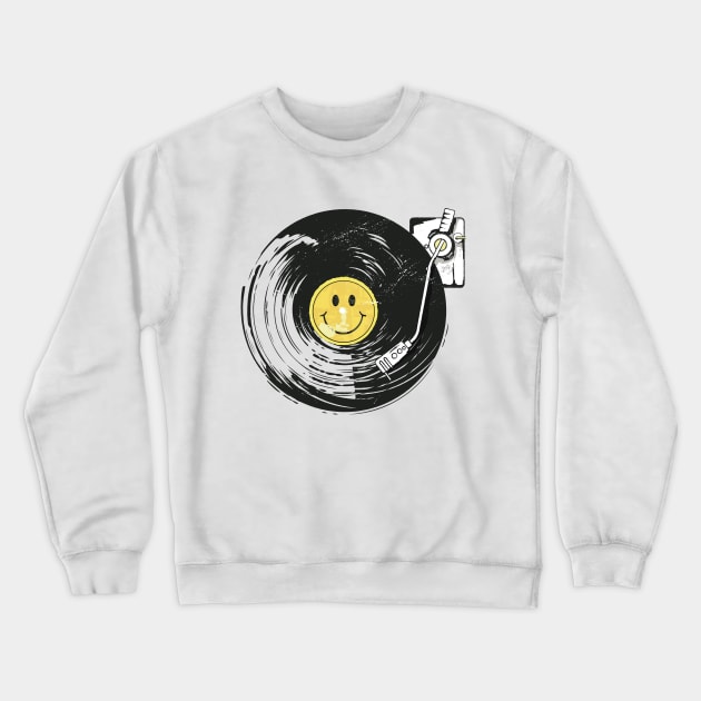 Happy Hardcore Vinyl Record Deck Acid House Ravers Crewneck Sweatshirt by RuftupDesigns